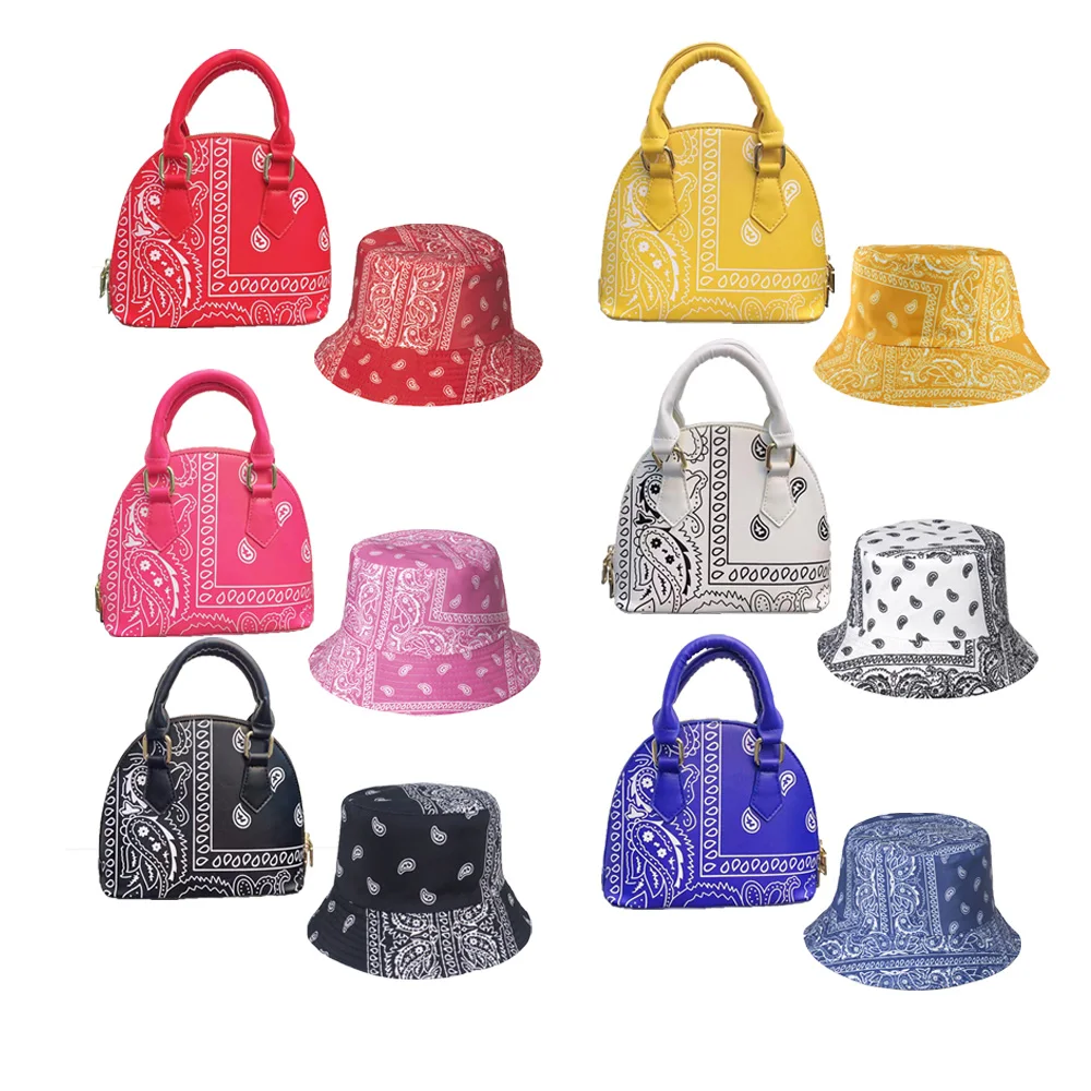 

New Arrivals 2021 Bucket Hats and Bandana Cashew Purse Set Women Hand Bags Ladies Handbags Luxury Handbags for Women Purses
