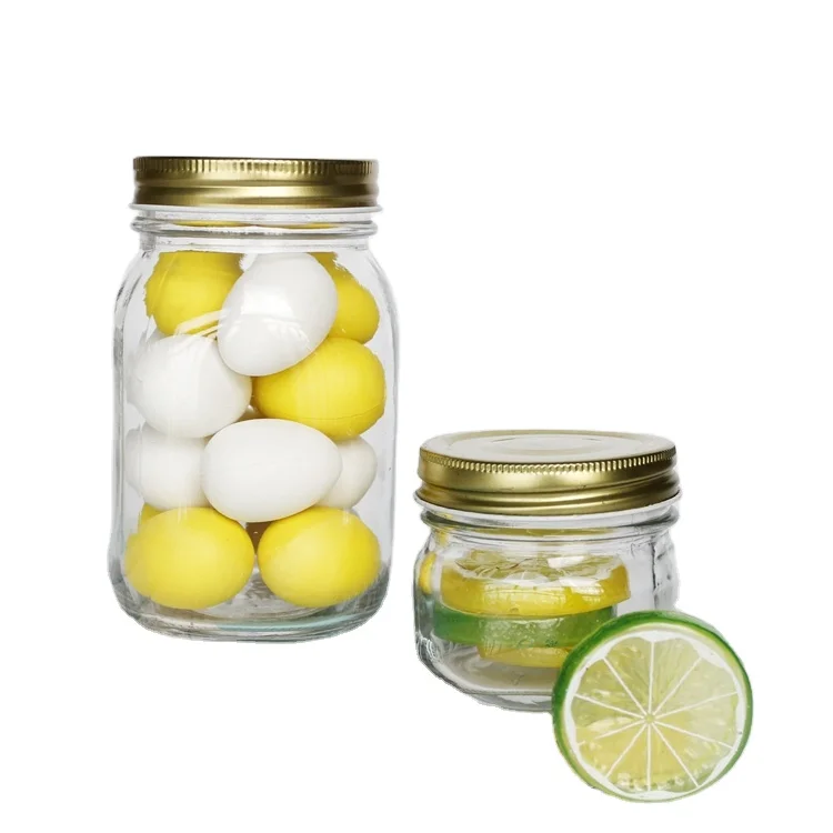 

Mason Jar with Heat Shrinkable Film Packaging Round Mason Jam Jar with Screw Lid