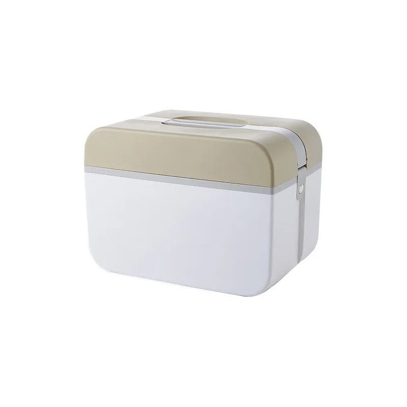

large-capacity dust-proof household medicine box multi-functional household plastic storage box first aid double-layer container, Light brown