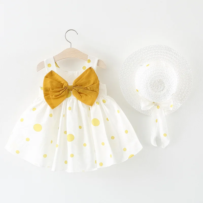Childrens Festivals Adossac Toddler Kids Baby Girls Dot Bow Princess Dress Sundress Outfits Clothes（24 Month-7 Year） Yellow