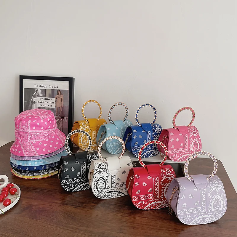 

Hot Selling Cashew Flower Hat Luxury Women Messenger Hand Bags Crossbody Handbag for Ladies and Hat Customization