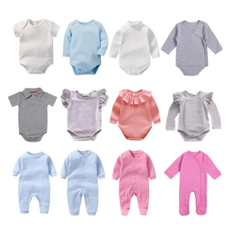 

OEM service manufacture baby newborn clothes onesie white 100% cotton custom printed plain baby romper, Customized color