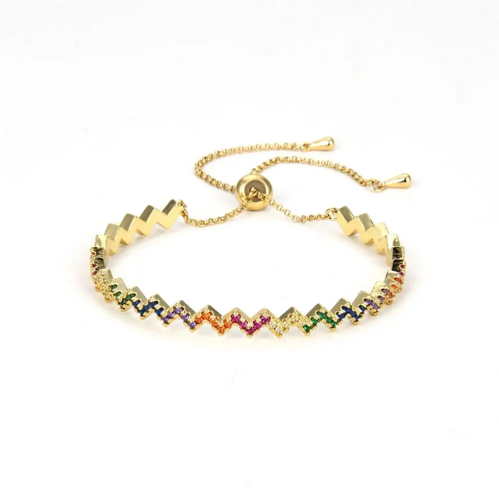 

Fashion Charm Jewelry 18K Gold Plated Brass Diamond Crystal Rivet Punk Bracelet Bangle For Women, Glod