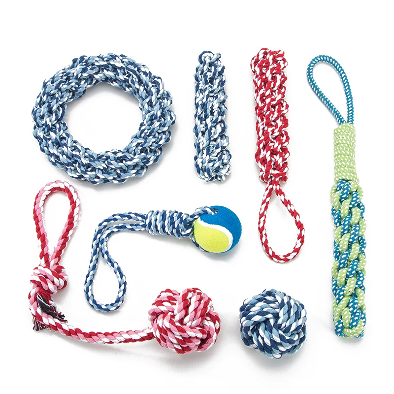 

Durable Dog Chew Toys Sustainable Cotton Rope Toy Braided Circle Teeth Cleaning Pet Supplies Custom Bite for Puppies Knot Play, Customized color