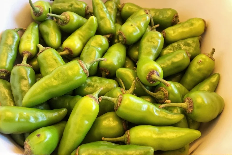 Spice-filled kitchen table with peppers, knives, and bowls