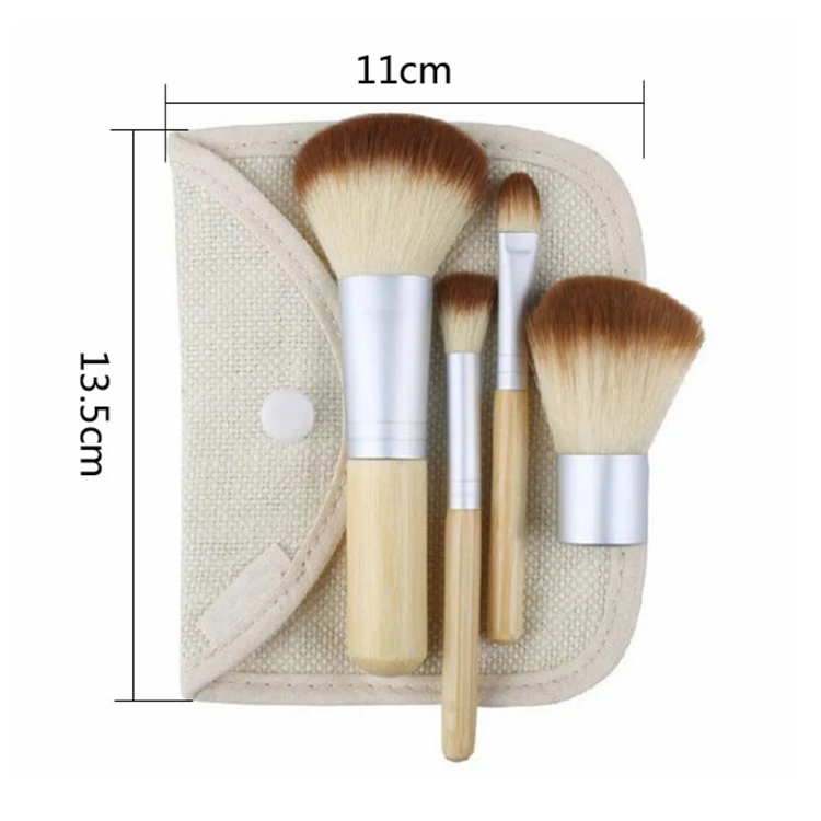 

5pcs small travel makeup brush kit Synthetic Natual Wood bamboo eco friendly make up brush, Customized color