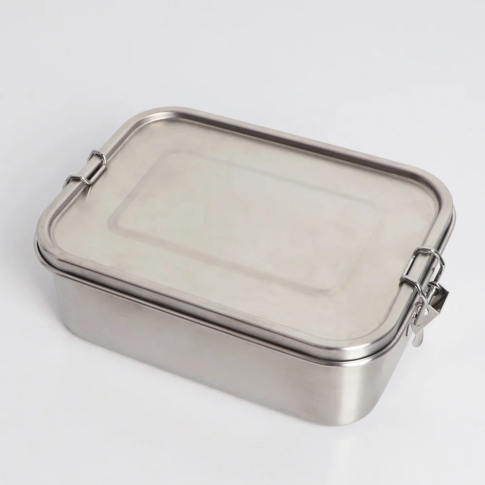 

1200ml superior quality bento box kids leakproof stainless steel food storage container metal lunch box with fixed divider