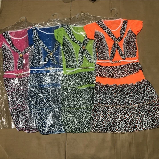 

GQ242 Free shipping fashion dresses Leopard Print children girl summer kids dress, Mix color