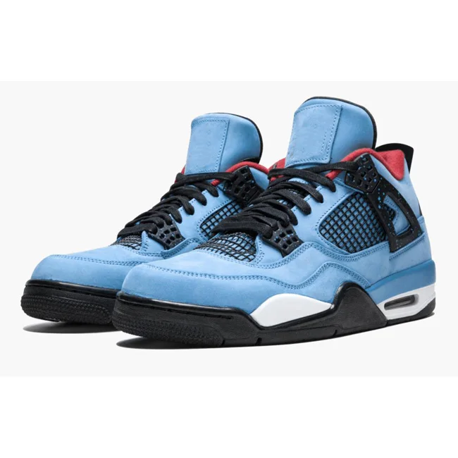 

4 Travis Scott Men Women Sneakers Fashion Casual Sports Shoes Basketball Shoes with Box, Navy blue