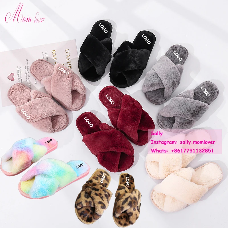 

Custom Winter Furry Muffin Thick bottom Slide Women's Sandals Luxury Fashion Faux Fur Slide Vegan House Indoor Women's Slippers, Sandals for women and ladies
