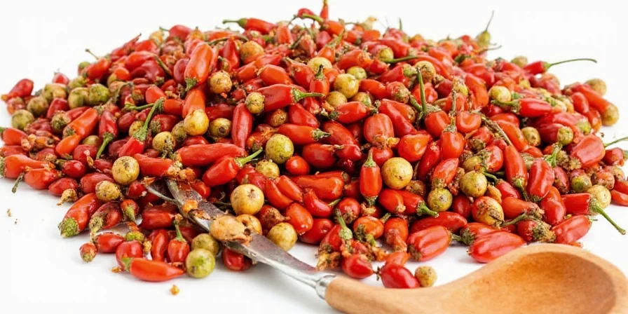 Close-up of different types of peppercorns