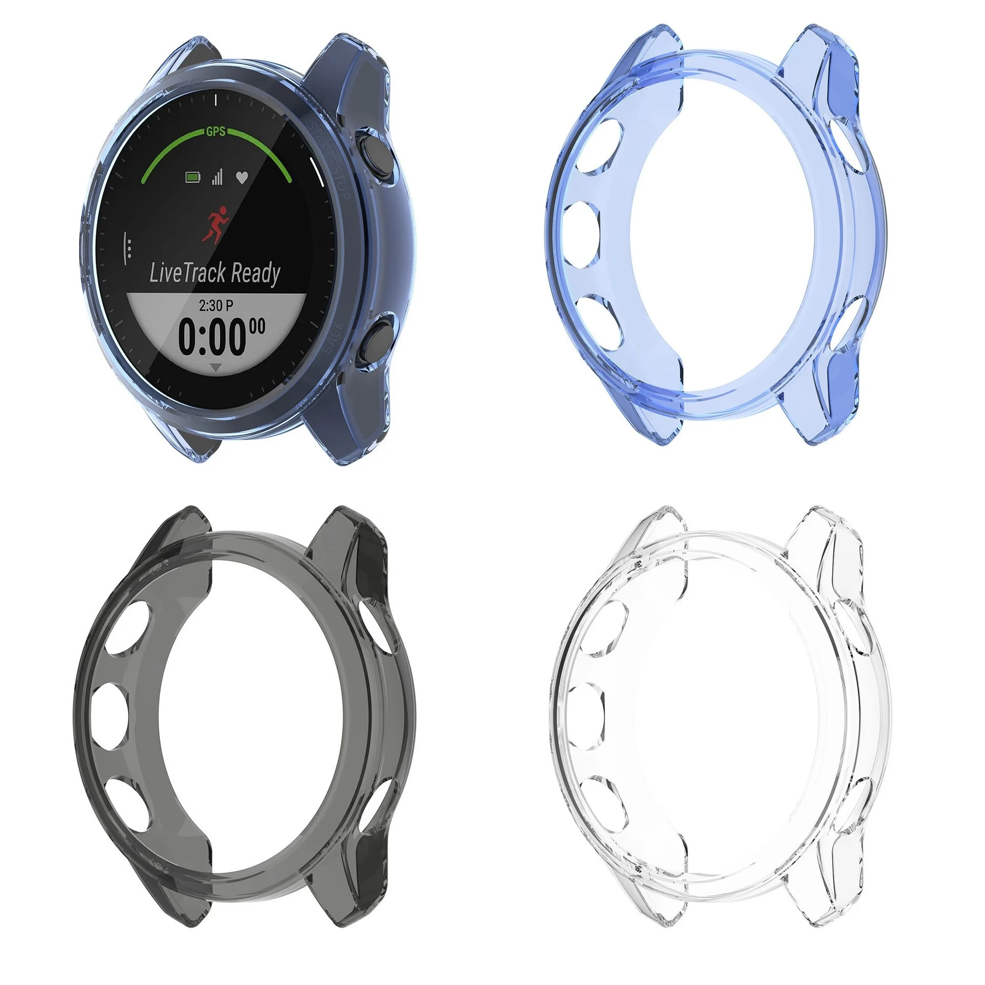 

2022 Wholesale Best Quality High Clear Transparent Shockproof Haf Coverage Hollow TPU Watch Case for Garmin Forerunner 945 LTE, Multiple colors