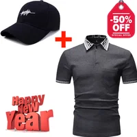 

2020 Promotion Mens Short Sleeve Plain Tipping Polo Shirt T Shirt Top Cap T-shirt Sports Set