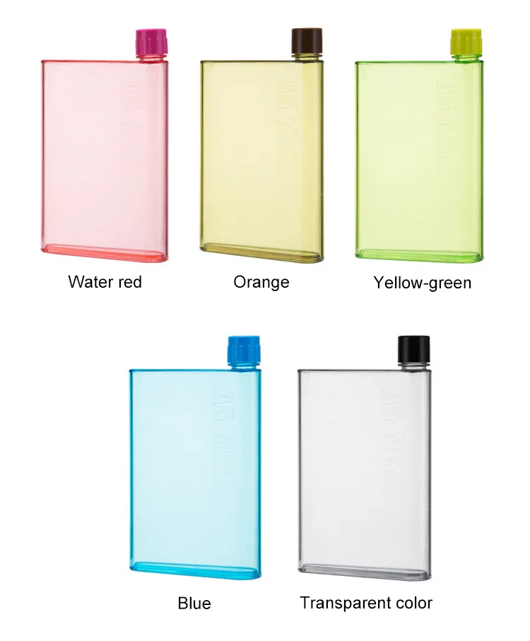 

A5 A6 Paper Cup Bottle BPA Creative Backpack Free Clear Book Student Portable Paper Pad Water Flat Drinks Kettle Notebook Bottle, Customized color
