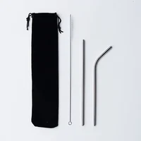 

304 stainless steel straw set metal straw with bag