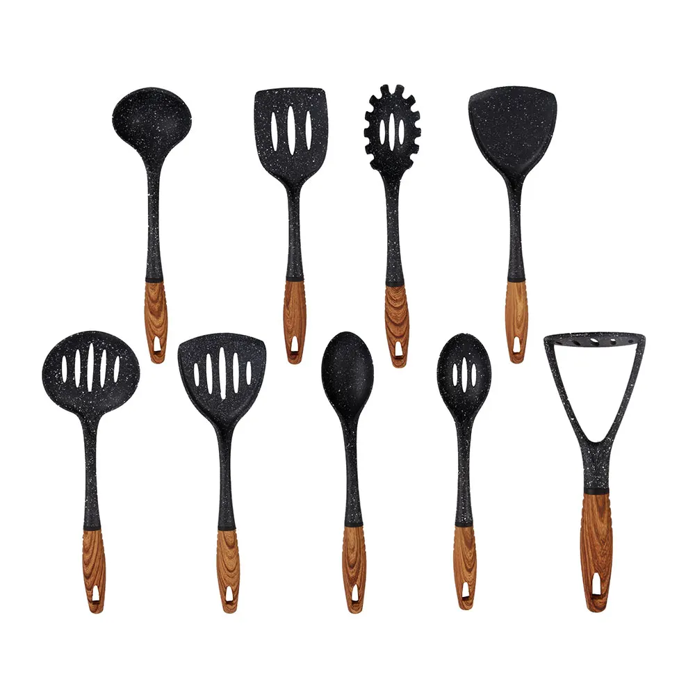 

Kitchen accessories 9 PCS kitchenware cooking spatula set nylon kitchen utensil set with pp handle