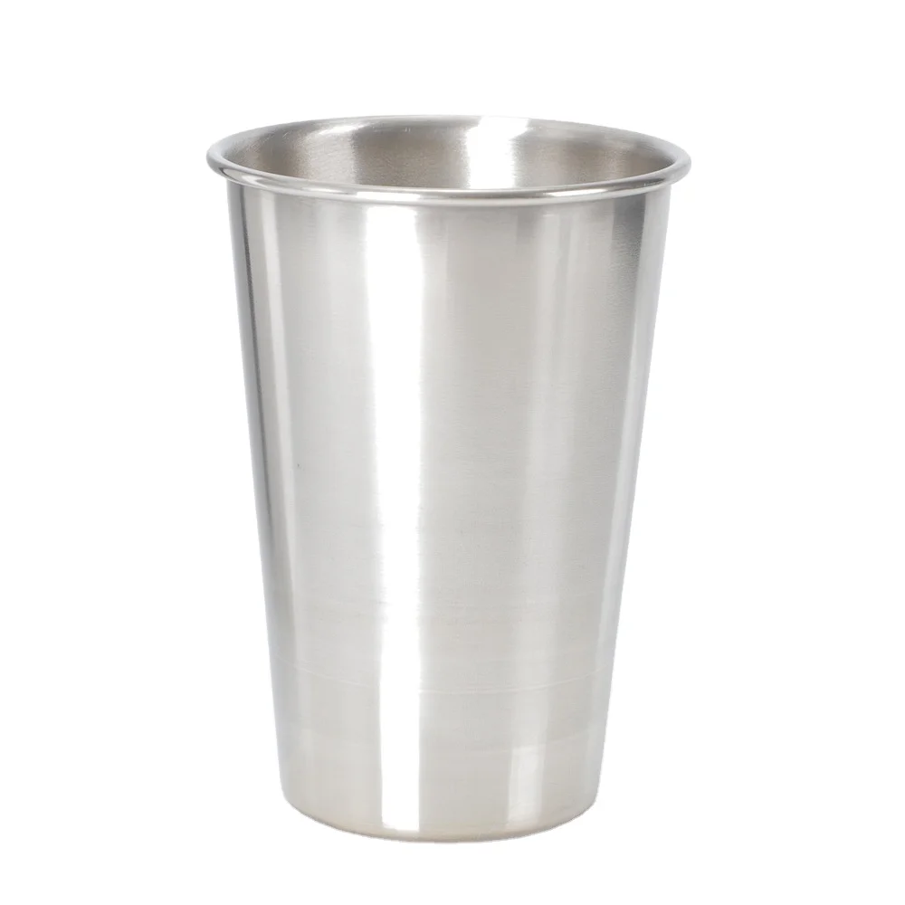 

Stainless Steel Pint Cups 16OZ Metal Water Cup Drinking Cup For Camping With Custom Logo, Silver