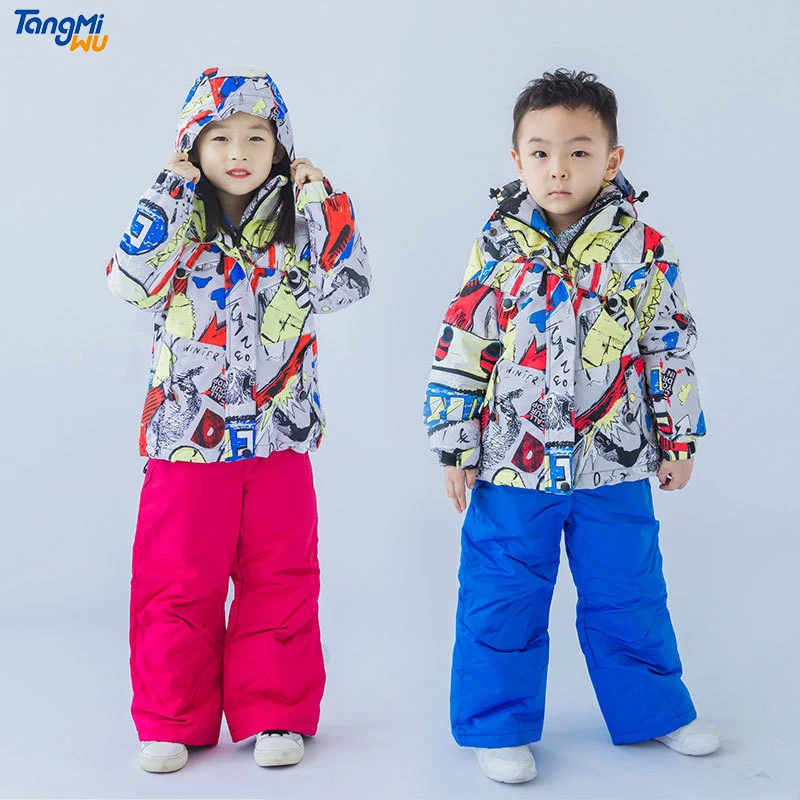 

TMW wholesale winter Children's keep warm outdoor ski wear combinaison de ski wind waterproof children ski racing suit, Multicolor