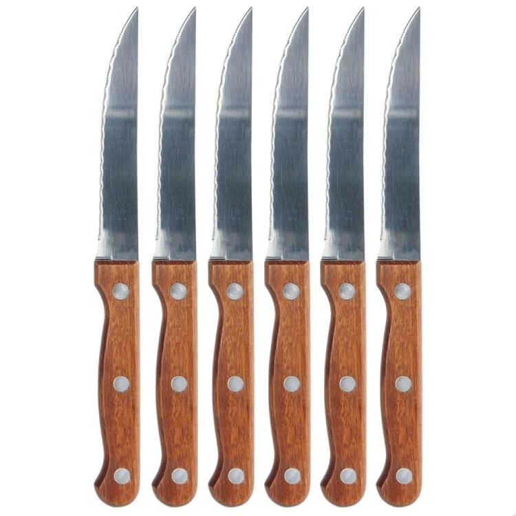 6pcs Kitchen Stainless Steel Meat Cutting Blade Steak Knife Set With ...
