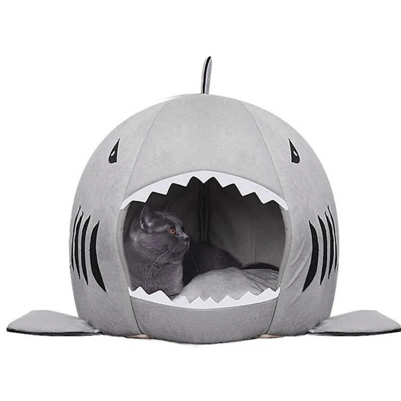 

Dropship Pet Cat Bed Soft Pet Cushion Dog House Shark For Large Dogs Tent High Quality Cotton Small Pet Bed