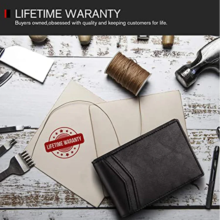 
Simple Design Ultra Thin Minimalist Mens Slim Front Pocket Bifold Wallet Card Case Money Clip Wallet with RFID Blocking 