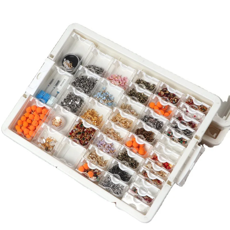 

Hot sales of plastic drawer bead boxes Manicure accessories organizer boxes, White