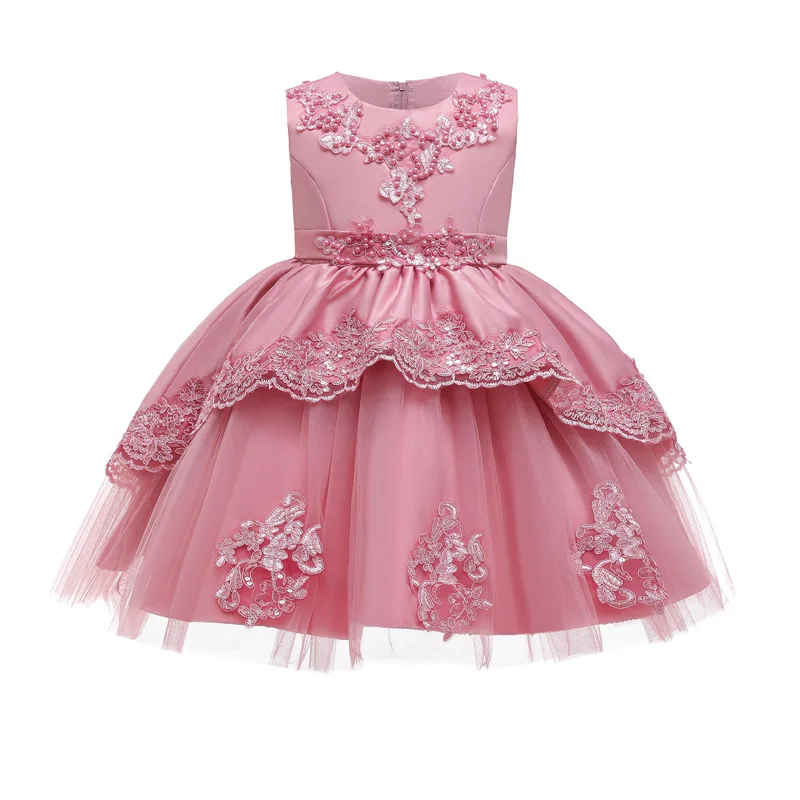 

Girls Princess Tulle Flower Dresses Kids Formal Pearl Wedding Prom Party Princess Dress