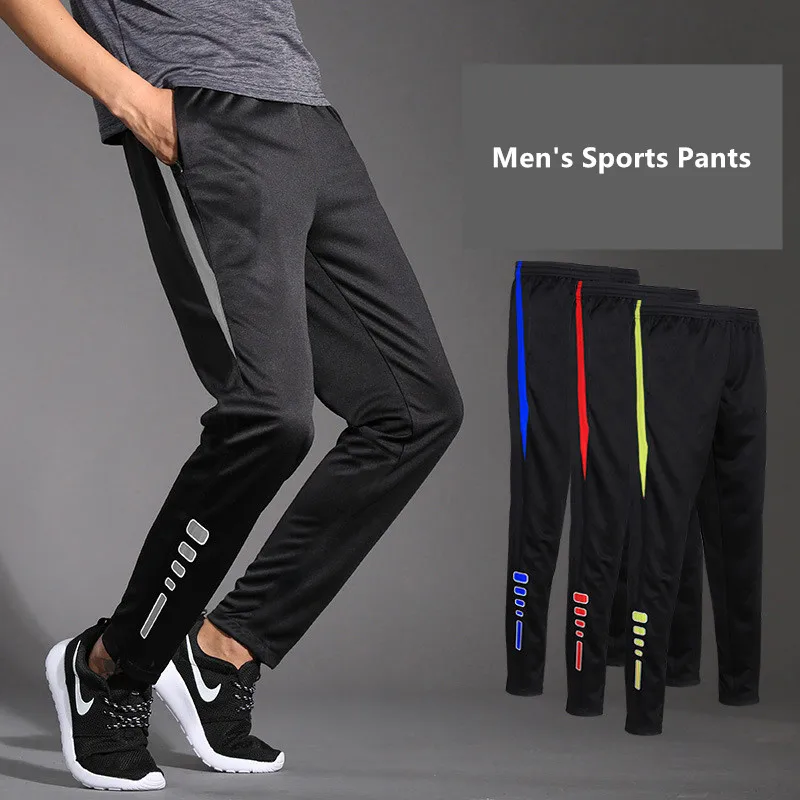 

New Jogging Pants Men Breathable Sport Sweatpants Zip Pocket Training Pants Gym Workout Pants Athletic Soccer Running Trousers, As shown in the figure