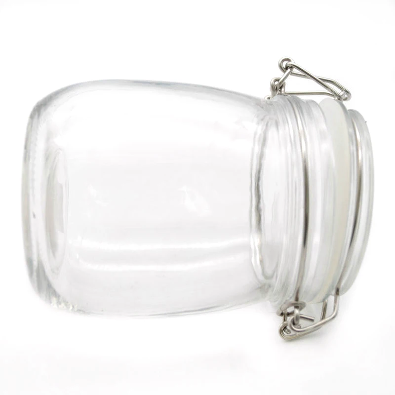 Round Clamp Lid Glass Seal Jars With Air Tight Bail And Wire Clamp