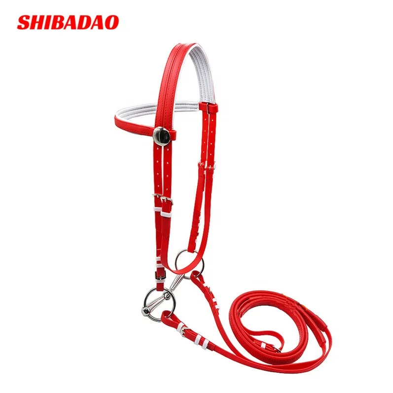 

Equestrian Horse Riding Equipment Bridles Horse Red PVC Racing Bridle And Reins, Blue,red,black