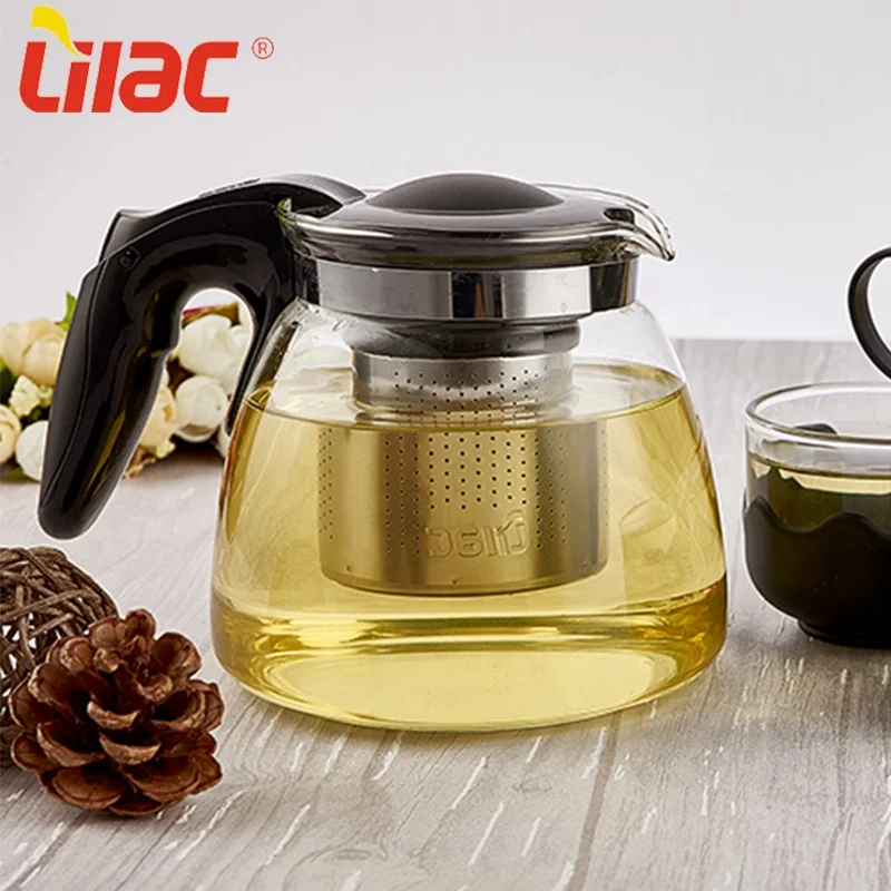 

Lilac FREE Sample 900ml/1500ml new arrival chinese stylish coffee kettle teapot filter small spare glass pot tea with strainer, Black