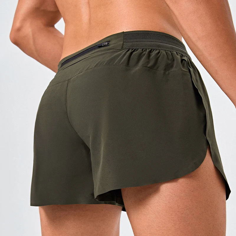 2 in 1 Workout Shorts Men Side Split Active Shorts Dry Fit Solid Color Running Gym Short Shorts