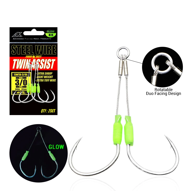 

Hot Sale JK Fishing SWTA-L Series Power Double Assist Hook Set Vertical Jigging Fishing Hooks