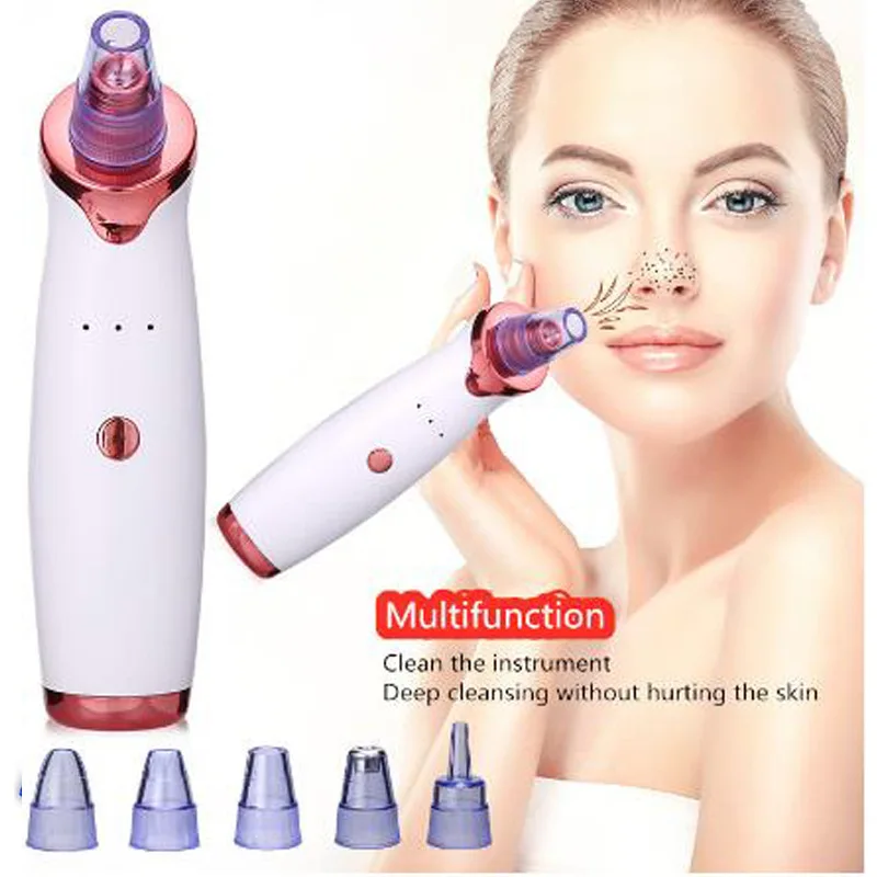 

Pore Cleaner Electric blackhead vacuum Extractor Facial Skin Blackhead Remover Vacuum with 5 Different Sucker Heads, Pink;white