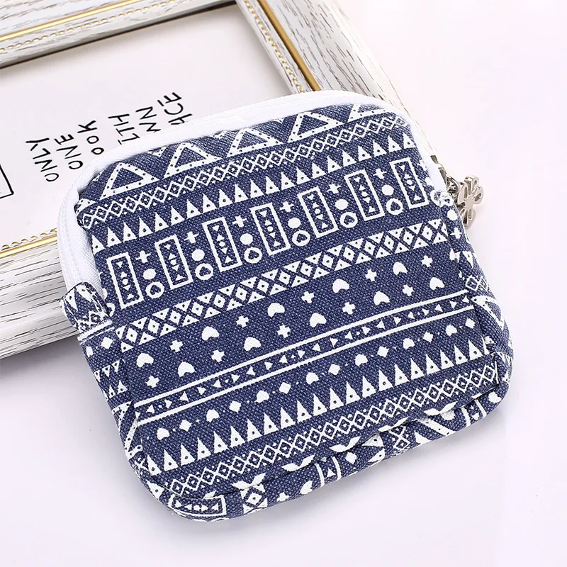

New cute Canvas storage bag girl sanitary napkin bag Coin Purse Jewelry Organizer Credit Card Pouch