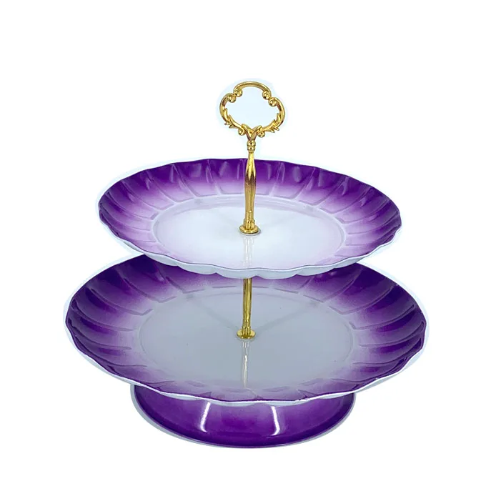 
Colorful stainless steel two-layer fruit tray party multi-layer shelf 