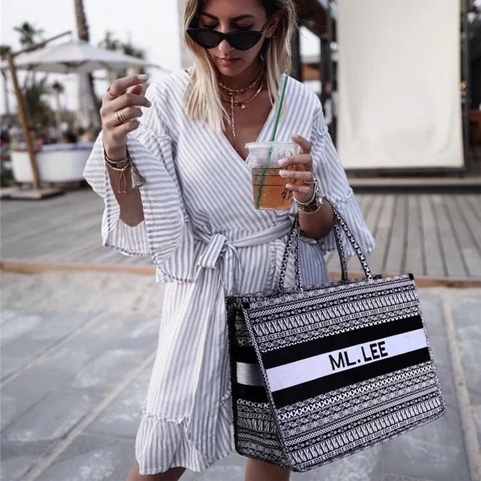 

2020 Summer custom new fashion canvas large capacity female big bag for women