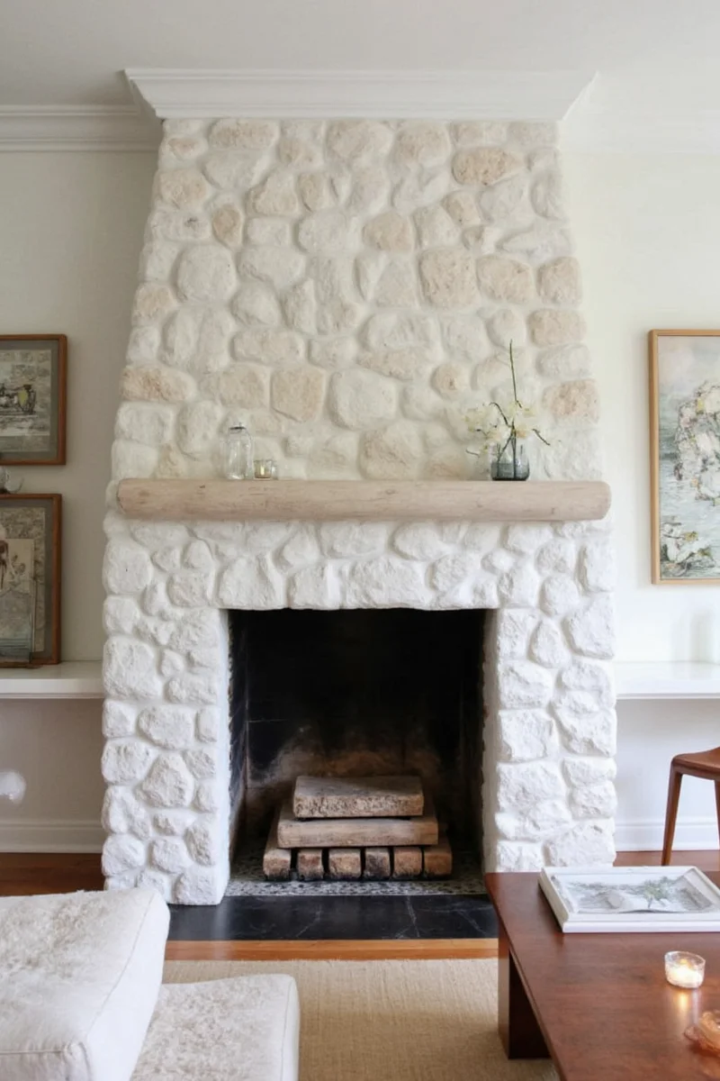 Styling a painted fireplace with family-friendly decor