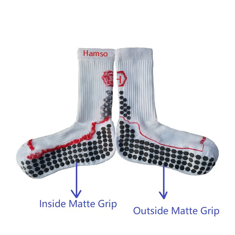 

Sport football anti slip inside outside matte printed grip socks