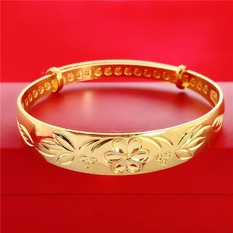 

Vietnam Shajin Car Flower Brushed 12Mm Female Bracelet Plum Blossom Clover Gold Bracelet Stall Source