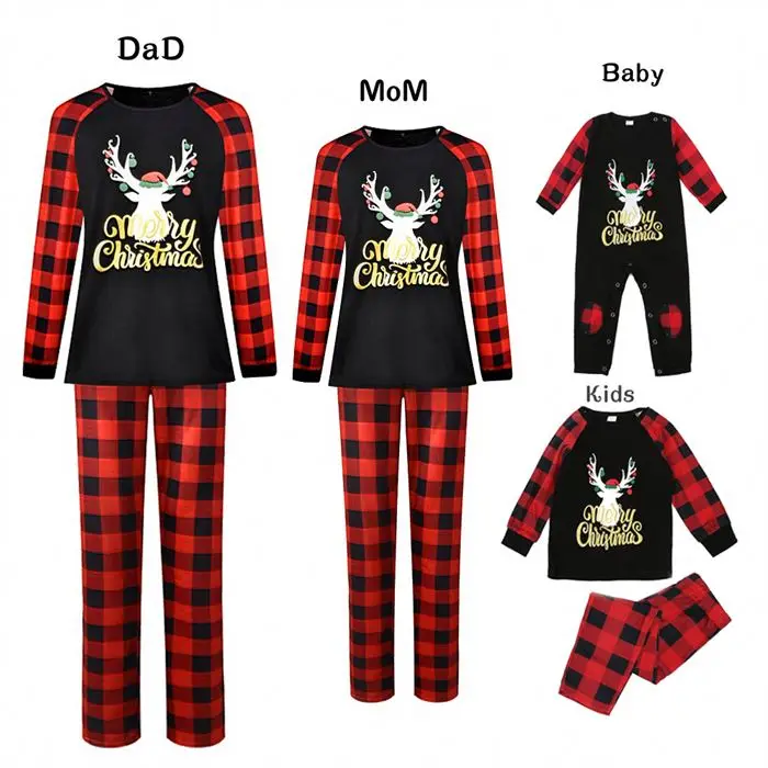 

Adult Custom Plaid Set Polyester Cotton Toddler Pajama Baby Womens Mens Family Christmas Pajamas, Picture shows