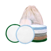 

3 Layer Washable Reusable Round 100% Bamboo Cotton Makeup Remover Pads with Machine Wash Bag