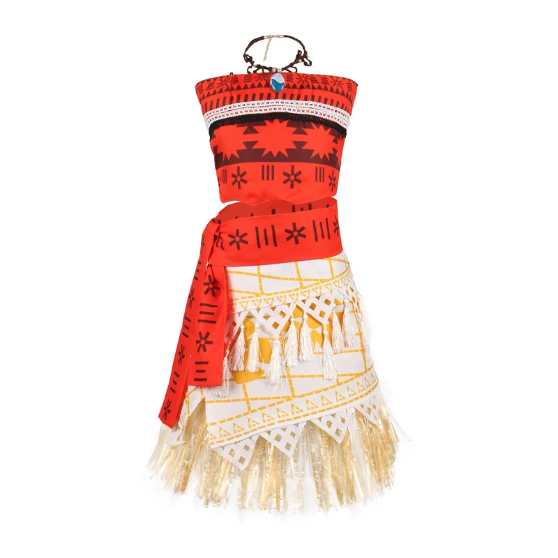

Popular Movie Cosplay Costume Girls Dress Up Hot Sale Moana Dress Kids School Performance Clothes, Red