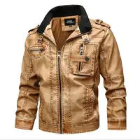 

Winter Fashion Stand Collar Long Sleeve Leather Casual Men's Jackets & Coats