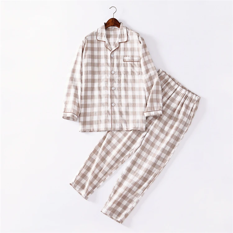 Halloween 2020 latest men clothing wholesale skin friendly plaid long sleeve shirt set pajama men's sleepwear pajamas set