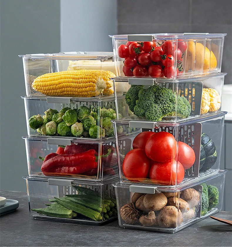

Amazon Airtight Container Refrigerator Dividers Sorting Kitchen Size Vegetables Draining Nut Fruits Food Storage Box Containers, Accept customize