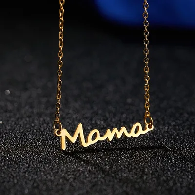 

Mother's Day Gift Real 18K Gold Plated Mum Initial Choker Necklace Mama Letter Necklace For Mother Gift