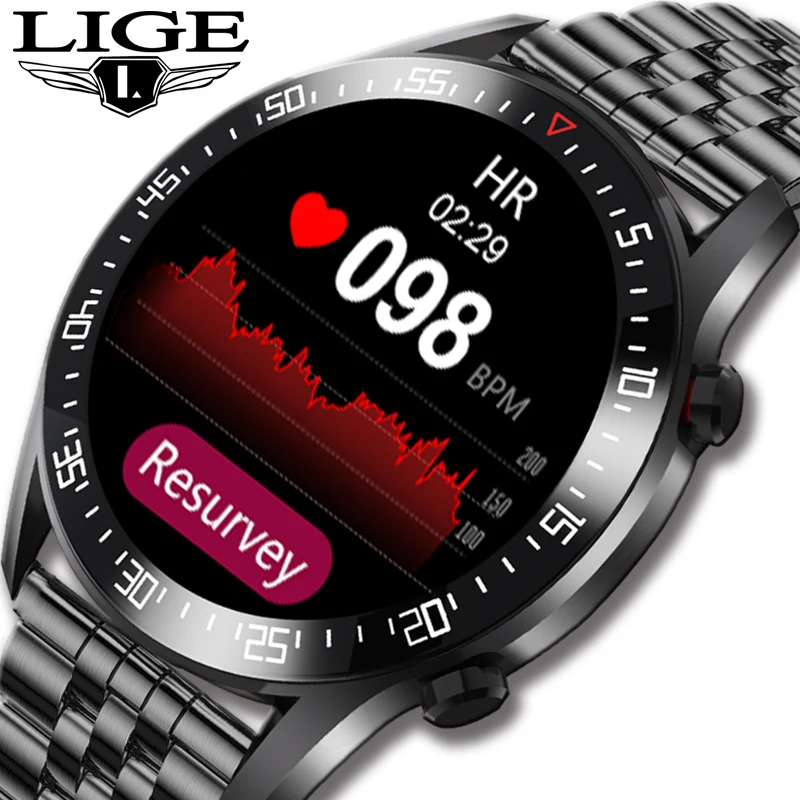 

LIGE 2022 New Steel Band Waterproof Smartwatch Men Sport Watches Fitness Male Wrist Watch For Men Clock