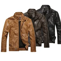 

2019 New Men Motorcycle Winter Warm Padded PU Leather Jacket