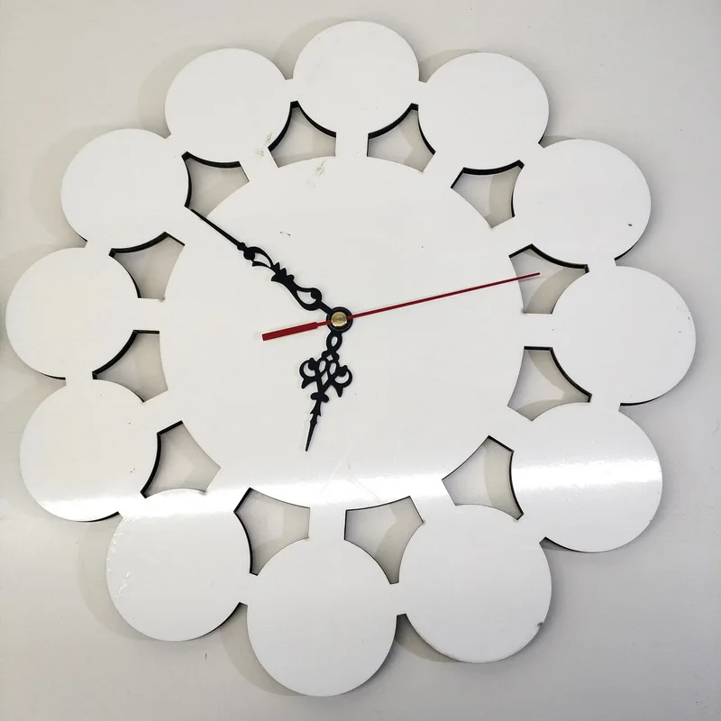 

Dye sublimation heat transfer blank MDF clock wall clock circle shape, White